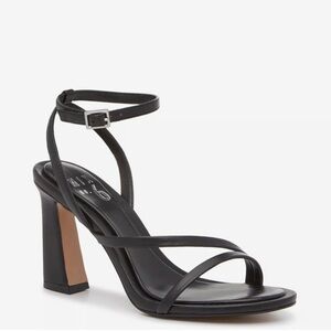 Mix No. 6 Black Strappy Ankle‑Buckle High Heel Sandals